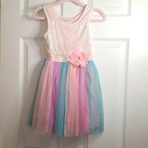 Girls sequin with rainbow tulle fairy Dress
